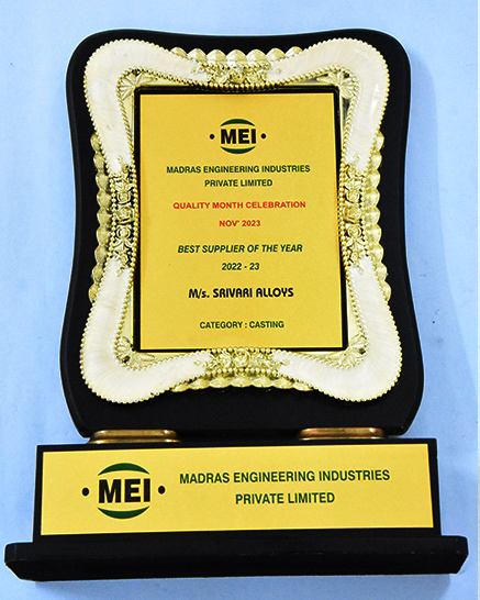 Madras Engineering – Quality Month Celebration In 2023 Best Supplier Award of 2022 -2023